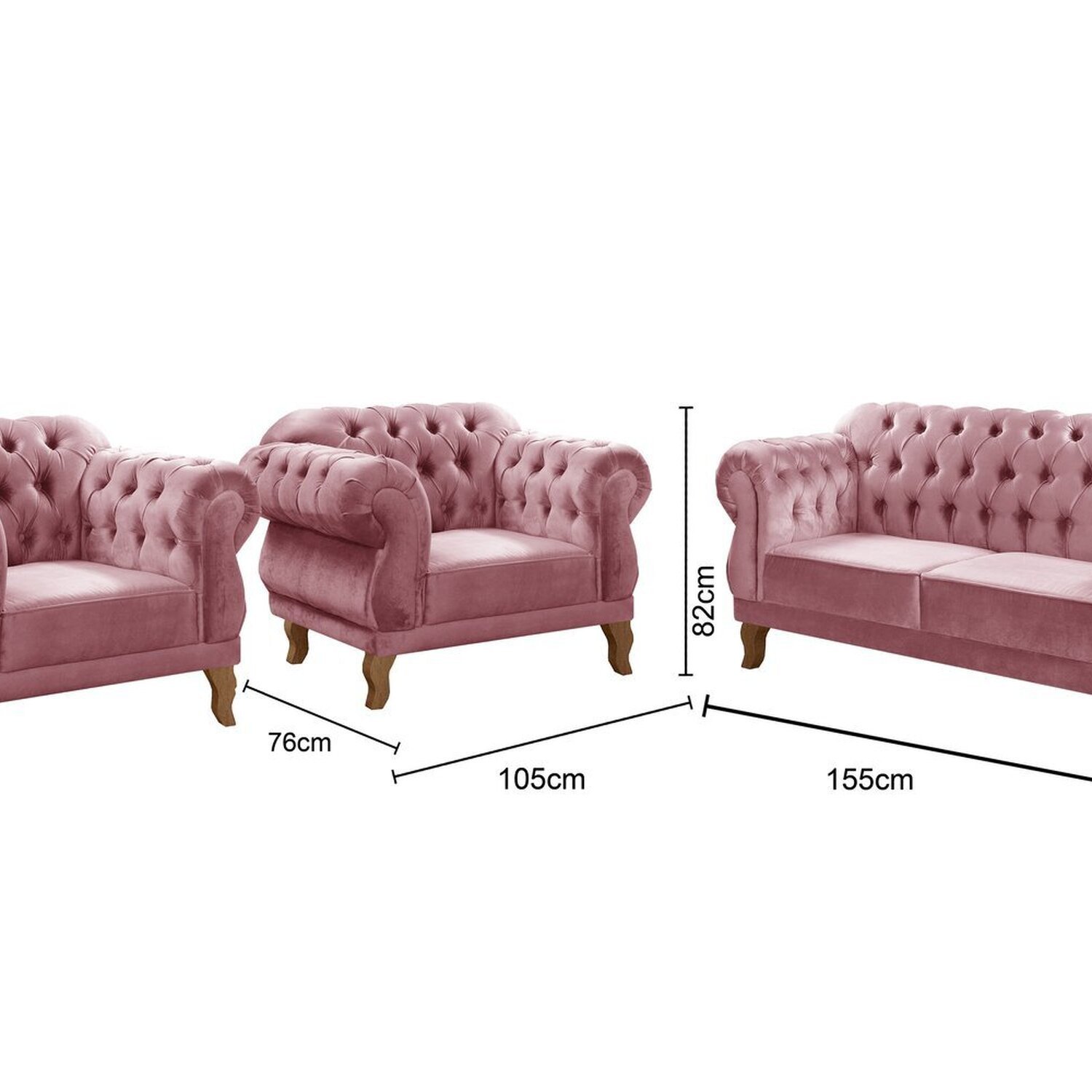 Conjunto Sofá Duquesa Chesterfield 2 Lugares e 2 Poltronas - 3