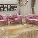 Ver imagem 1 de Conjunto Sofá Duquesa Chesterfield Lugares e 2 Poltronas Rosa Rose