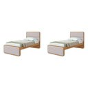 Ver imagem 2 de Kit 2 Camas de Solteiro Infantil com Cabeceira Estofada Corino Loop Bege Amêndoa Clean/Off White