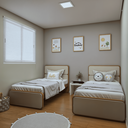 Ver imagem 1 de Kit 2 Camas de Solteiro Infantil com Cabeceira Estofada Corino Loop Bege Amêndoa Clean/Off White