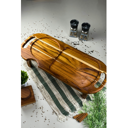 Tábua de Servir com Encaixe para Suqueira - Madeira de Teca 14x57x24cm - 2