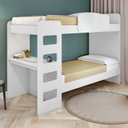 Ver imagem 5 de Conjunto Quarto Infantil com Beliche Escrivaninha Cômoda e Guarda-Roupa Branco