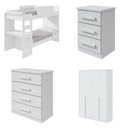 Ver imagem 2 de Conjunto Quarto Infantil com Beliche Escrivaninha Cômoda e Guarda-Roupa Branco