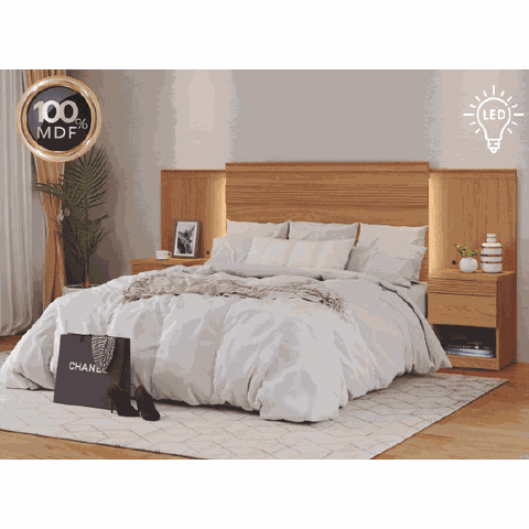 Cama Doratta Fazzio Casal 1,60/1,40 com Led