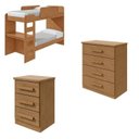 Ver imagem 2 de Kit Quarto Infantil 4 Peças com Beliche Olga Cômoda e Mesa de Cabeceira Baião Marrom Amêndoa Clean