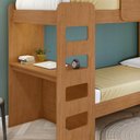 Ver imagem 7 de Kit Quarto Infantil 4 Peças com Beliche Olga Cômoda e Mesa de Cabeceira Baião Marrom Amêndoa Clean
