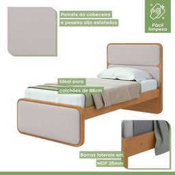 Quarto Infantil com 2 Camas Solteiro Loop Tecido Corano e Mesa de Cabeceira 2 Gavetas Loop - 10
