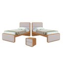 Ver imagem 1 de Quarto Infantil com 2 Camas Solteiro Loop Tecido Corano e Mesa de Cabeceira 2 Gavetas Loop