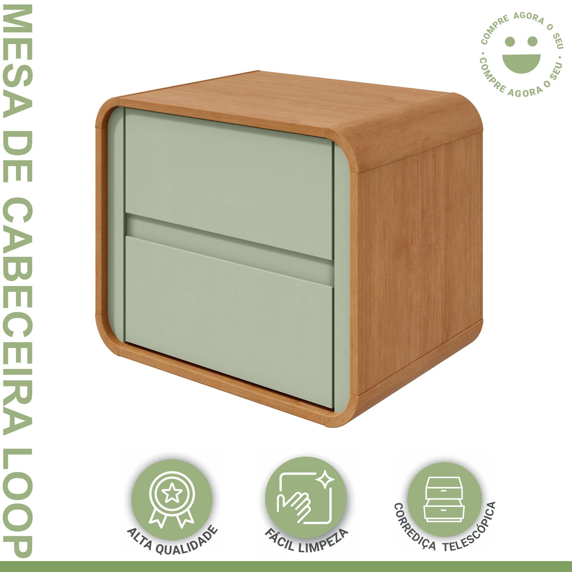 Quarto Infantil com 2 Camas Solteiro Loop Tecido Boucle e Mesa de Cabeceira 2 Gavetas Loop - 13