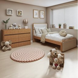 Quarto Infantil com Cama Solteiro Loop Tecido Corano e 	cômoda 8 Gavetas 150x95cm Leder - 1