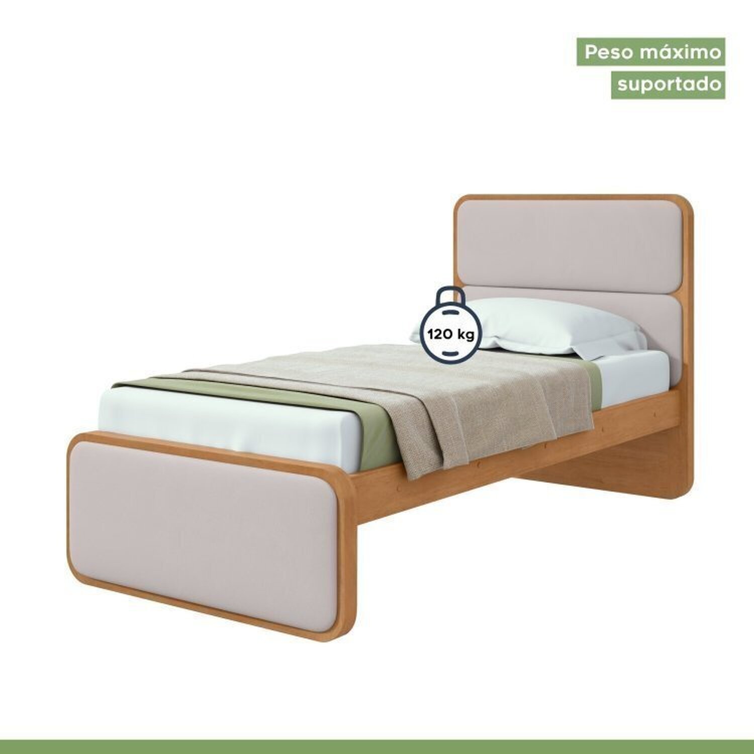 Quarto Infantil com Cama Solteiro Loop Tecido Corano e 	cômoda 8 Gavetas 150x95cm Leder - 18