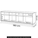 Ver imagem 4 de Rack Tv 80 Pol 180cm 3 Portas Lenox Off/cinamomo H02 - Mpozenato