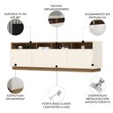 Ver imagem 3 de Rack Tv 80 Pol 180cm 3 Portas Lenox Off/cinamomo H02 - Mpozenato
