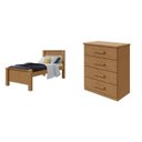 Ver imagem 2 de Kit Quarto Infantil com Cama de Solteiro e Cômoda 4 Gavetas Marrom Amêndoa Clean