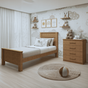 Ver imagem 1 de Kit Quarto Infantil com Cama de Solteiro e Cômoda 4 Gavetas Marrom Amêndoa Clean