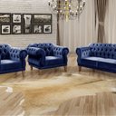 Ver imagem 1 de Conjunto Sofá Duquesa Chesterfield Lugares e 2 Poltronas Azul Marinho