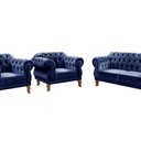 Ver imagem 2 de Conjunto Sofá Duquesa Chesterfield Lugares e 2 Poltronas Azul Marinho