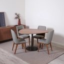 Ver imagem 1 de Conjunto de Jantar Mesa Orgânica Kalyx 4 Cadeiras Kalina - Preto C/ Canella - Carbono