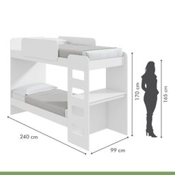 Quarto Infantil Beliche Olga com Cômoda e Mesa de Cabeceira Baião - 5
