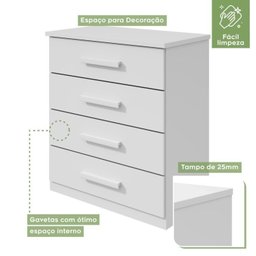 Quarto Infantil Beliche Olga com Cômoda e Mesa de Cabeceira Baião - 18