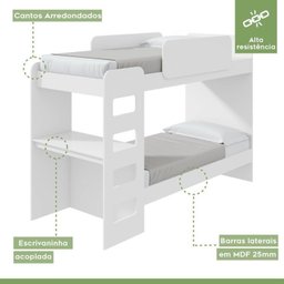 Quarto Infantil Beliche Olga com Cômoda e Mesa de Cabeceira Baião - 8