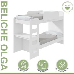 Quarto Infantil Beliche Olga com Cômoda e Mesa de Cabeceira Baião - 12