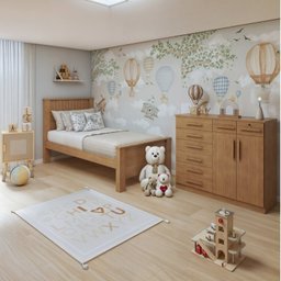 Quarto Infantil com Cama Solteiro Athenas e Cômoda 8 Gavetas 2 Portas Toronto - 1
