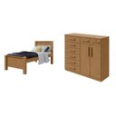 Ver imagem 2 de Kit Quarto Infantil com Cama de Solteiro e Cômoda 8 Gavetas 2 Portas Marrom Amêndoa Clean