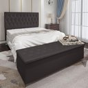 Ver imagem 3 de Conjunto Cabeceira Casal e Recamier Baú 1,40m Suede Marrom