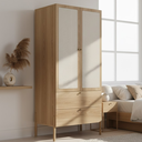 Ver imagem 1 de Guarda-roupa 2 Portas 2 Gavetas Palhinha Pé Madeira Oslo