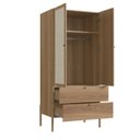 Ver imagem 2 de Guarda-Roupa 2 Portas 2 Gavetas Palhinha Pé Madeira Oslo Bege/Hanover