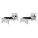 Ver imagem 2 de Kit Quarto Infantil 3 Peças com 2 Camas Solteiro e Mesa de Cabeceira Athenas Maggiore Branco