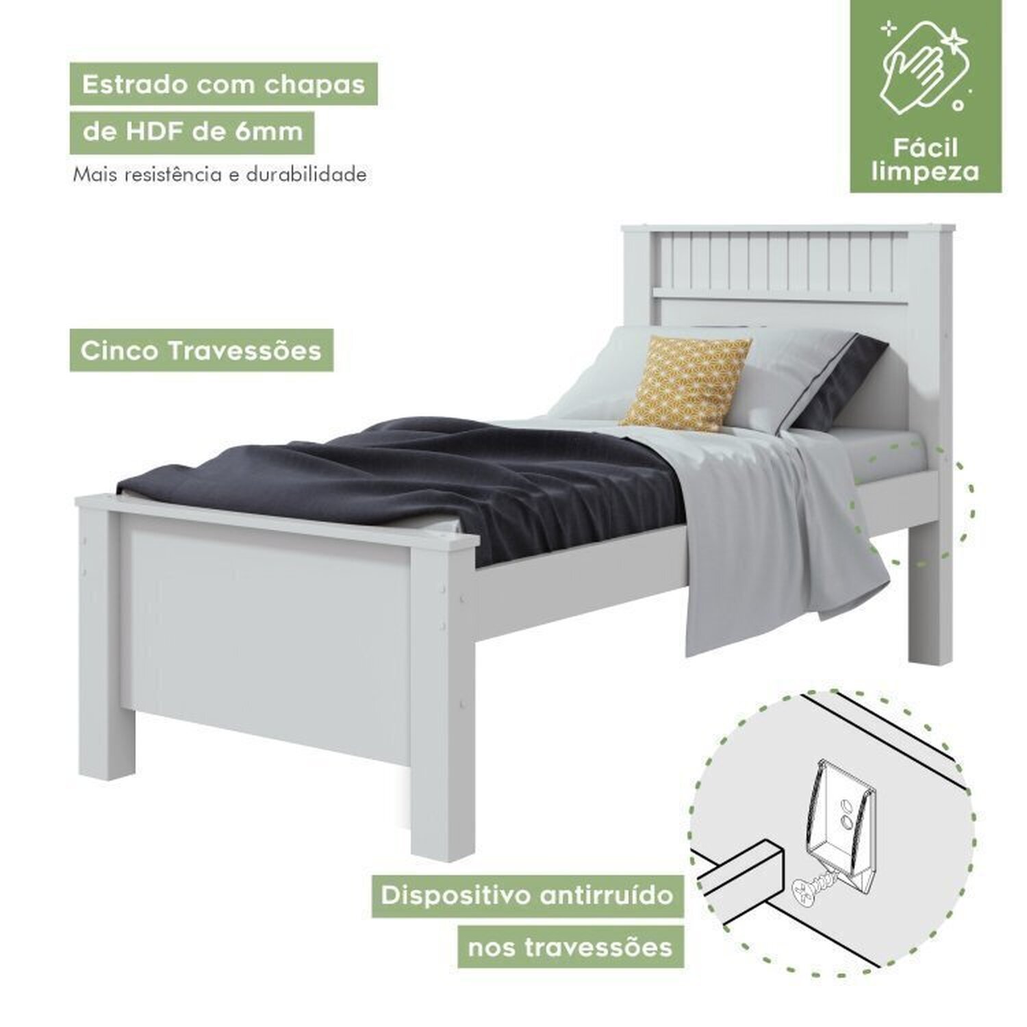 Quarto Infantil com 2 Camas Solteiro Athenas Plus e Mesa de Cabeceira 3 Gavetas Maggiore New - 4