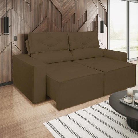 Sofá Reclinável Retrátil 1,50m Luxo 2 Lugares Sala de Estar Cor:marrom