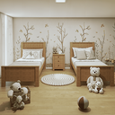 Ver imagem 1 de Kit Quarto Infantil 3 Peças com 2 Camas Solteiro e Mesa de Cabeceira Athenas Maggiore Amêndoa Clean