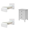 Ver imagem 2 de Kit Quarto Infantil 3 Peças com 2 Camas de Solteiro e Mesa de Cabeceira Loop Maggiore Branco