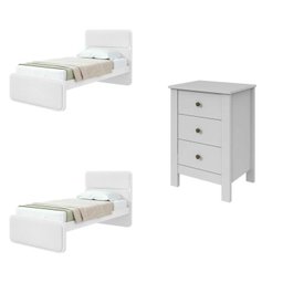 Quarto Infantil com 2 Camas de Solteiro Loop e 1 Mesa de Cabeceira Maggiore - 2