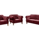 Ver imagem 2 de Conjunto Sofá Duquesa Chesterfield Lugares e 2 Poltronas Vermelho Bordô