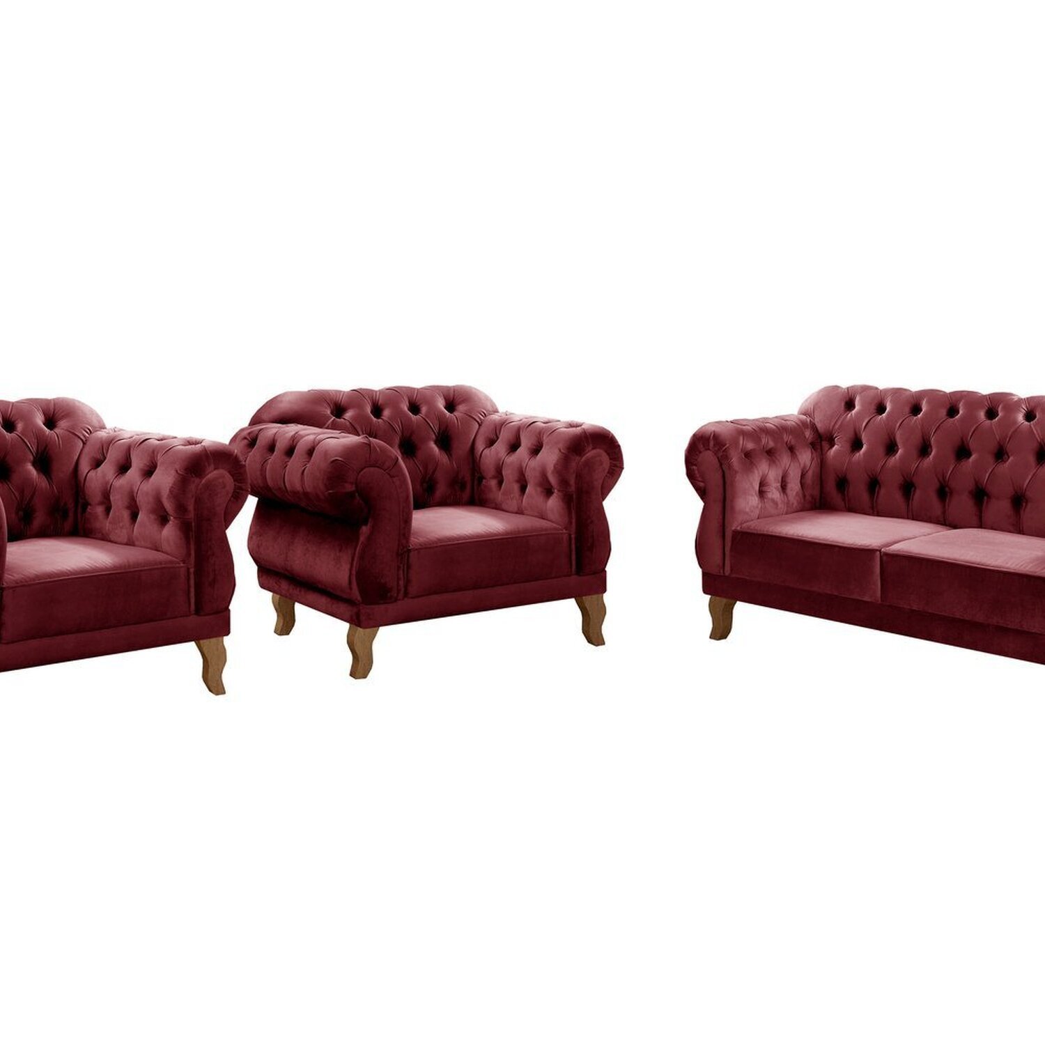 Conjunto Sofá Duquesa Chesterfield 2 Lugares e 2 Poltronas - 2