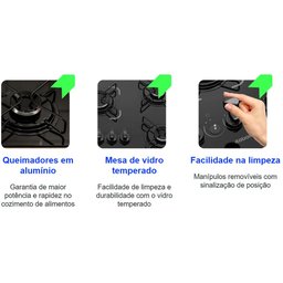 Kit Balcão Cooktop Turim Branco com Fogão Cooktop 5 Bocas Itatiaia - 6