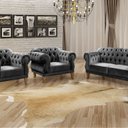 Ver imagem 1 de Conjunto Sofá Duquesa Chesterfield Lugares e 2 Poltronas Cinza Grafite
