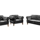 Ver imagem 2 de Conjunto Sofá Duquesa Chesterfield Lugares e 2 Poltronas Cinza Grafite