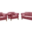 Ver imagem 2 de Conjunto Sofá Duquesa Chesterfield Lugares e 2 Poltronas Rosa