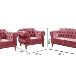 Conjunto Sofá Duquesa Chesterfield 2 Lugares e 2 Poltronas - 3