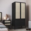 Ver imagem 1 de Guarda-Roupa 2 Portas 2 Gavetas Palhinha Pé Madeira Oslo Preto/Nero