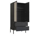 Ver imagem 2 de Guarda-Roupa 2 Portas 2 Gavetas Palhinha Pé Madeira Oslo Preto/Nero
