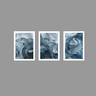 Tríptico - Quadros Decorativos Abstratos Azul Grande:Branco - 1