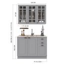 Ver imagem 3 de Cozinha Modulada 2 Peças Balcão sem Tampo e Armário Aéreo com Vidro 100% MDF com Rodapé Bari Cinza/Titanio Fosco