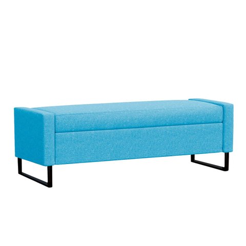 Recamier Bau Londres Base de Metal 1,40m Suede Azul Turquesa - Clique Decorações