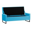Ver imagem 2 de Recamier Bau Londres Base de Metal 1,40m Suede Azul Turquesa - Clique Decorações